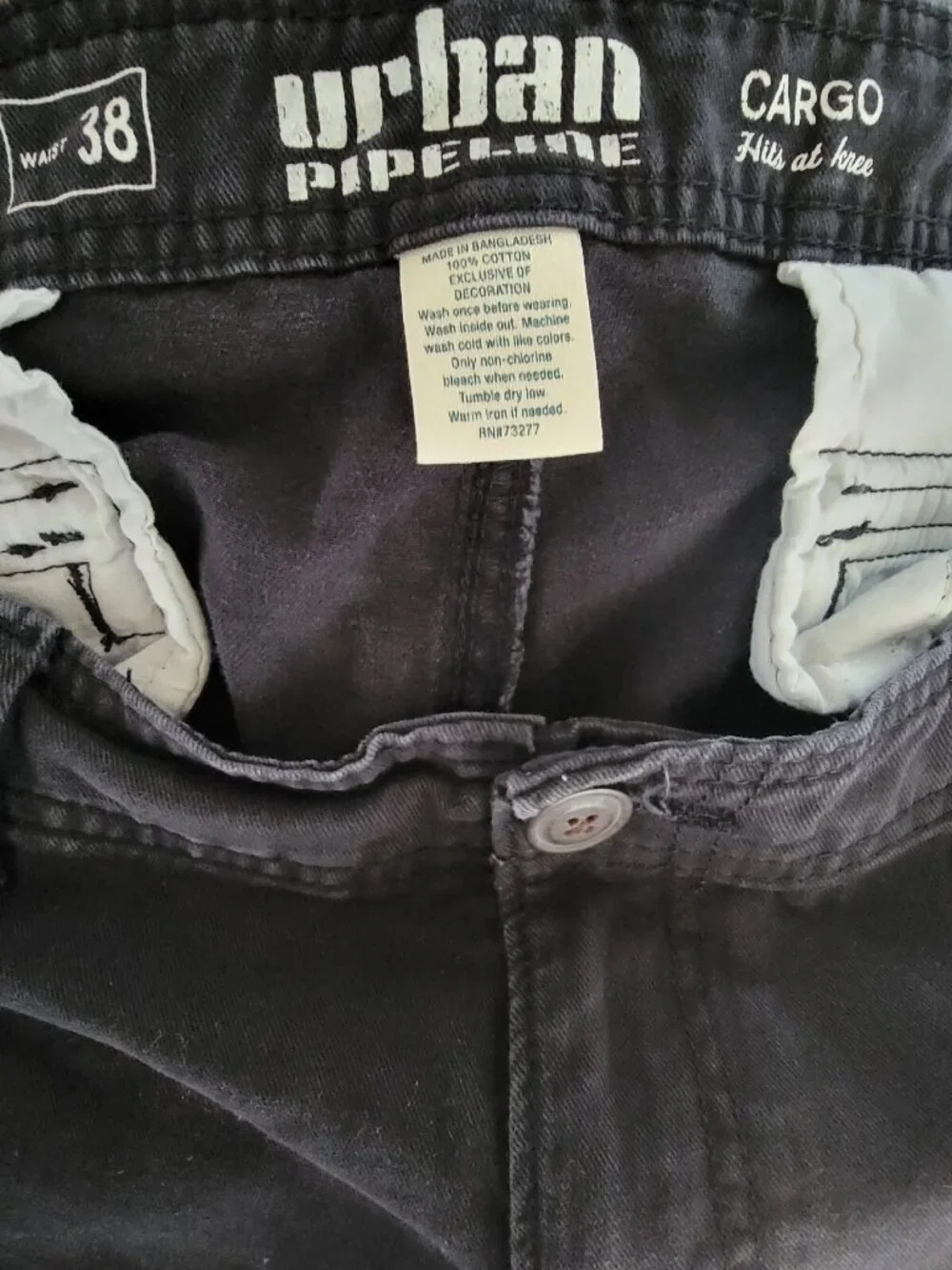 Urban Pipeline Cargo Shorts Mens 38 Dark Gray Hits At Knee CottonU